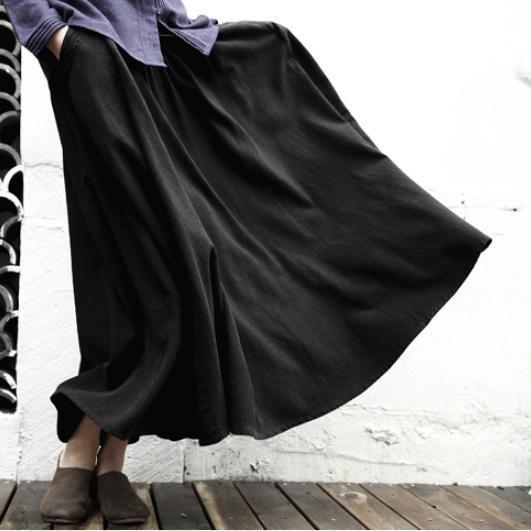 Retro A line linen maxi skirts long casual cotton skirts vintage - Omychic