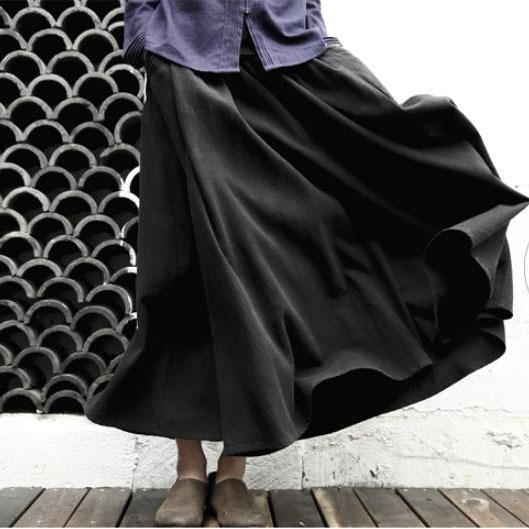Retro A line linen maxi skirts long casual cotton skirts vintage - Omychic