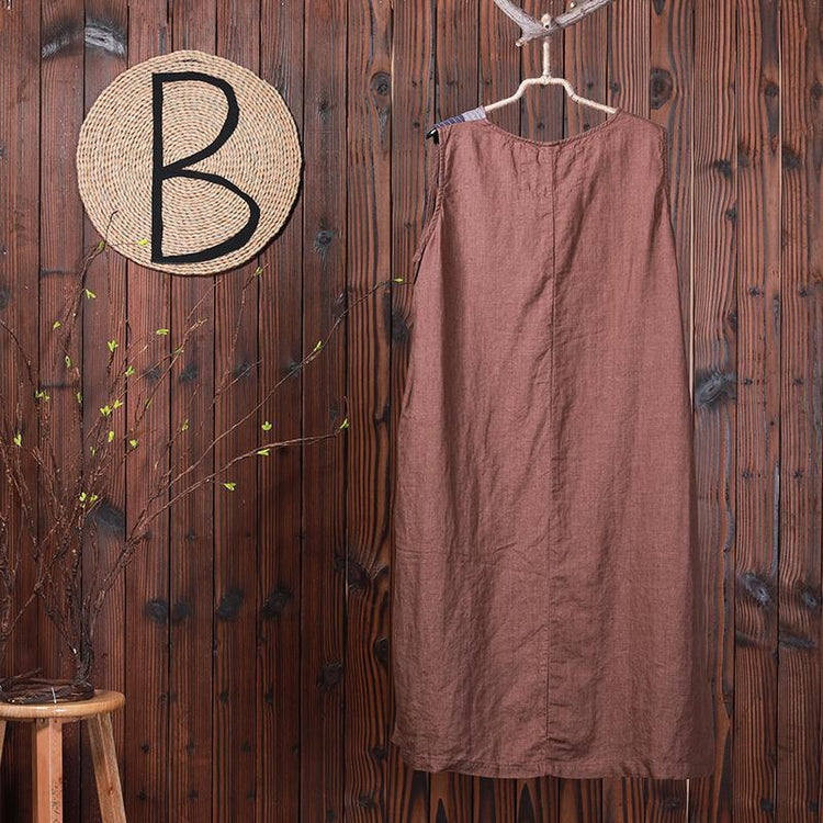 Retro Casual Stripe Spliced Sleeveless Dress - Omychic