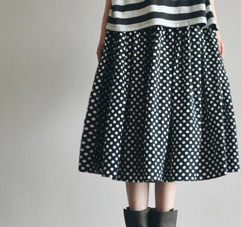 Retro Dotted linen skirt summer ankle length skirts unique desgin - Omychic