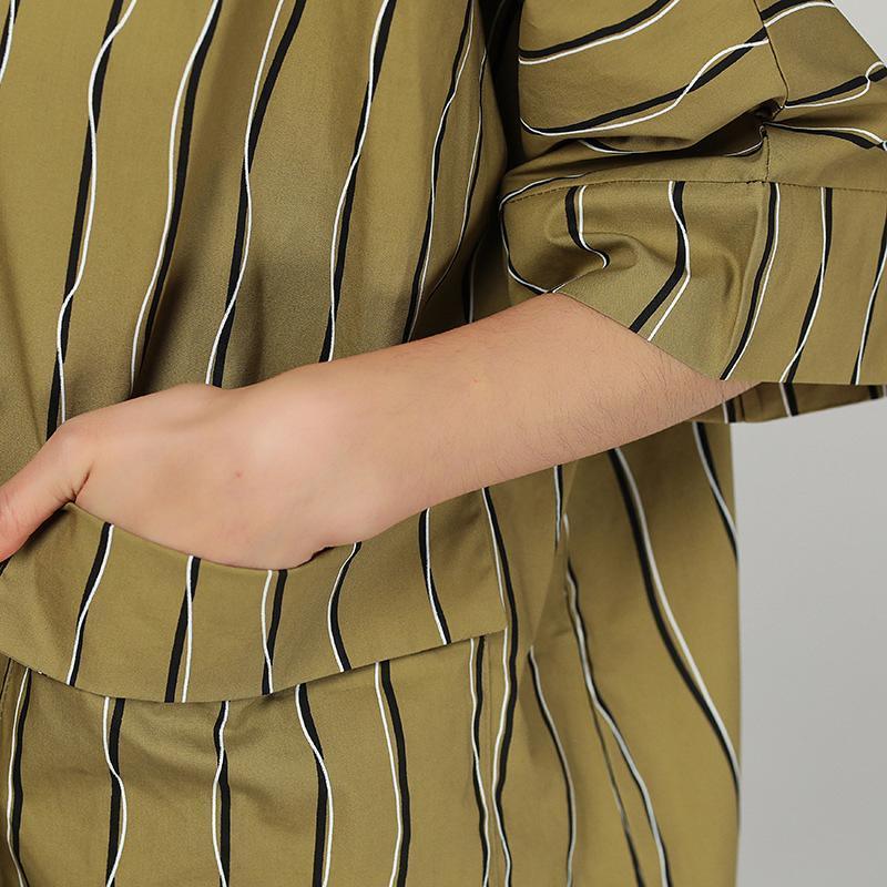 Retro Round Neck Stripe Loose Pocket Dress - Omychic