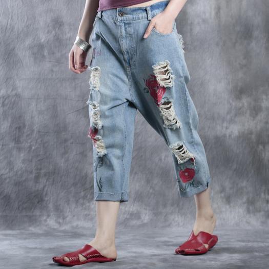 Ripped Jeans plus size denim pants  fall - Omychic