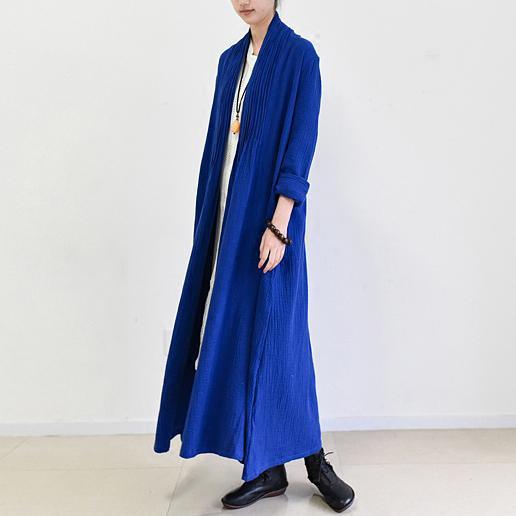 Rooyal blue plus size linen cardigans plus size maxi dress - Omychic