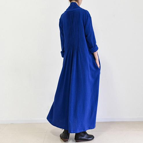 Rooyal blue plus size linen cardigans plus size maxi dress - Omychic