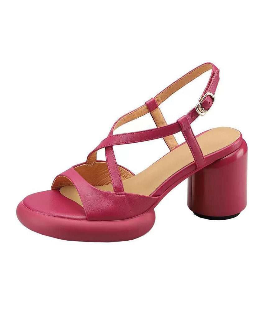 Rose Sandals Chunky Faux Leather Comfy Splicing Cross Strap