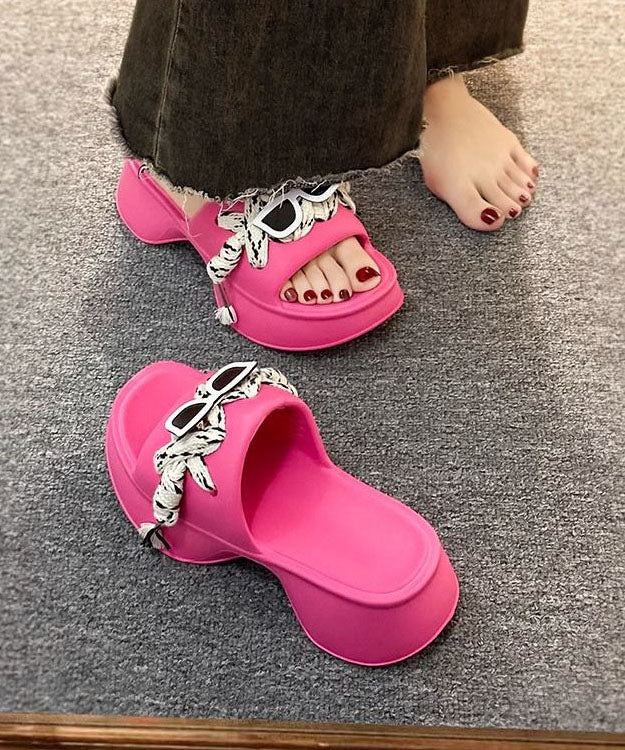 Rose Slide Sandals Platform Lace Up Fitted Splicing Peep Toe