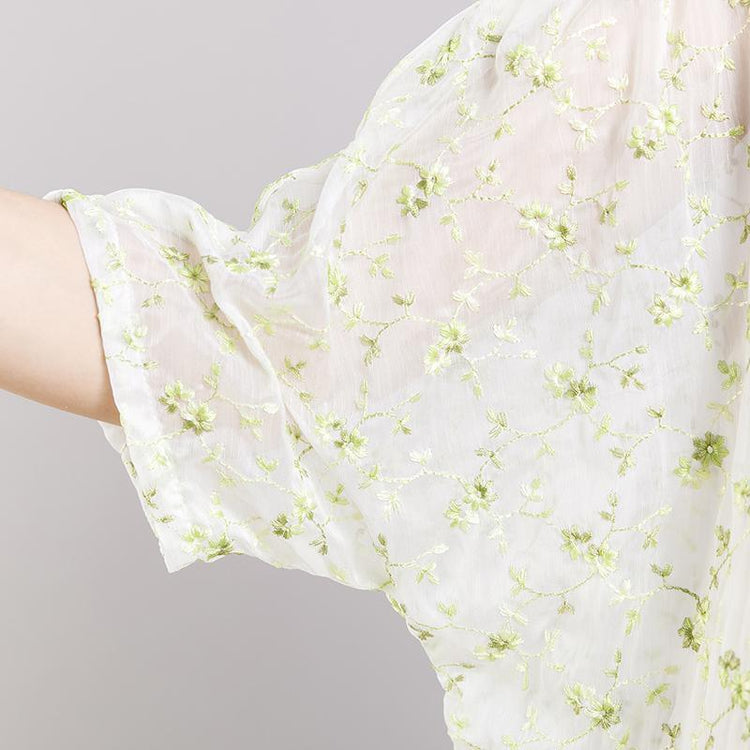 Round Neck Print Floral Pleated Short Sleeve Dress - Omychic