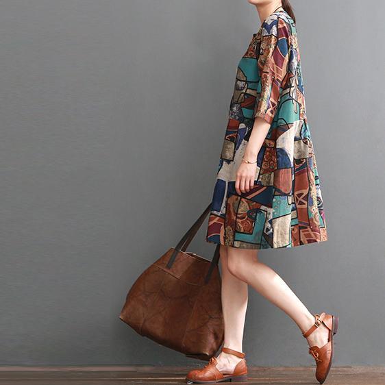 Ruby floral cotton dress pluss size cotton shirt sundresses - Omychic