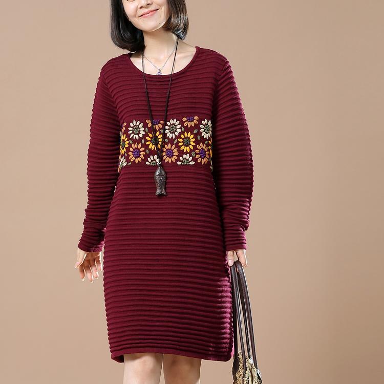 Ruby floral sweaters oversize winter dress - Omychic