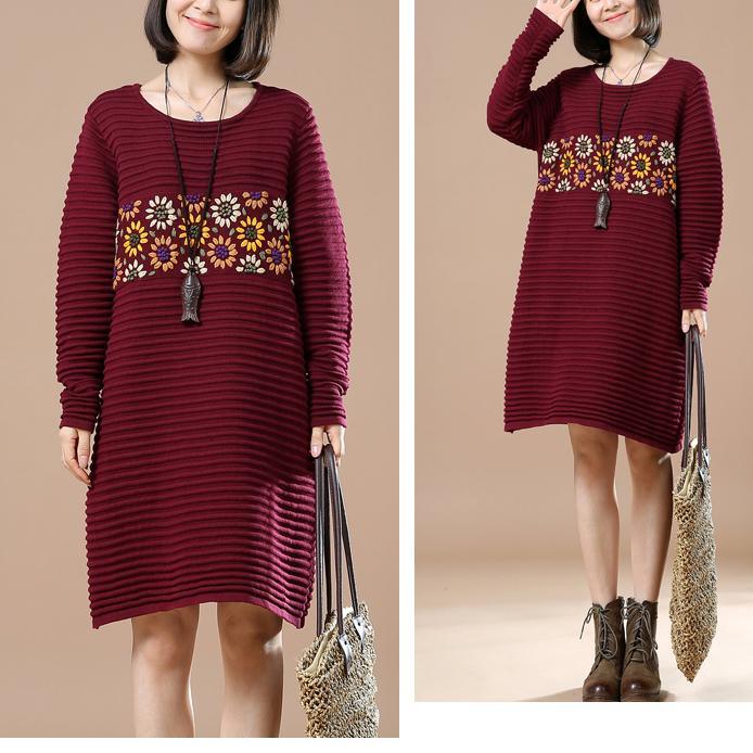 Ruby floral sweaters oversize winter dress - Omychic
