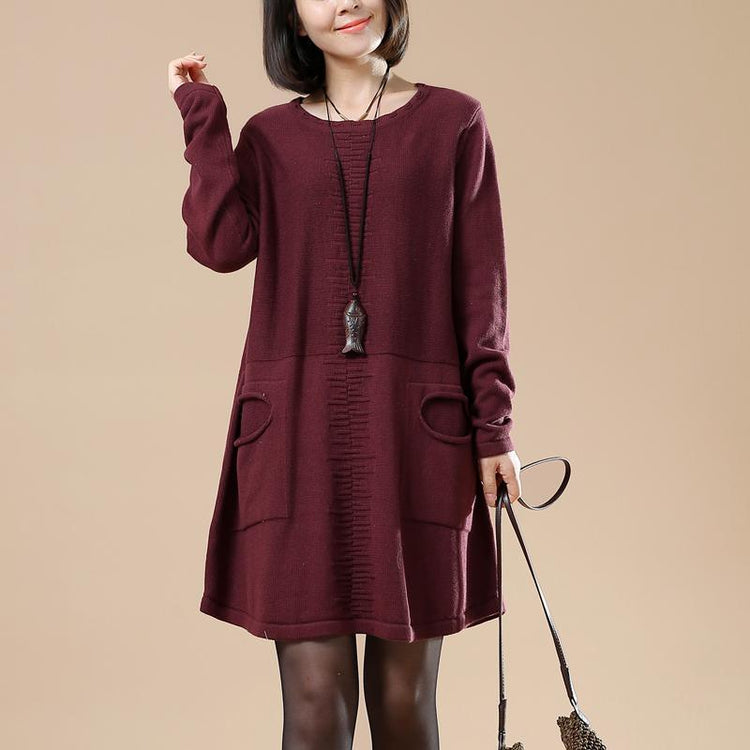 Ruby split pockets women sweaters knit dress - Omychic