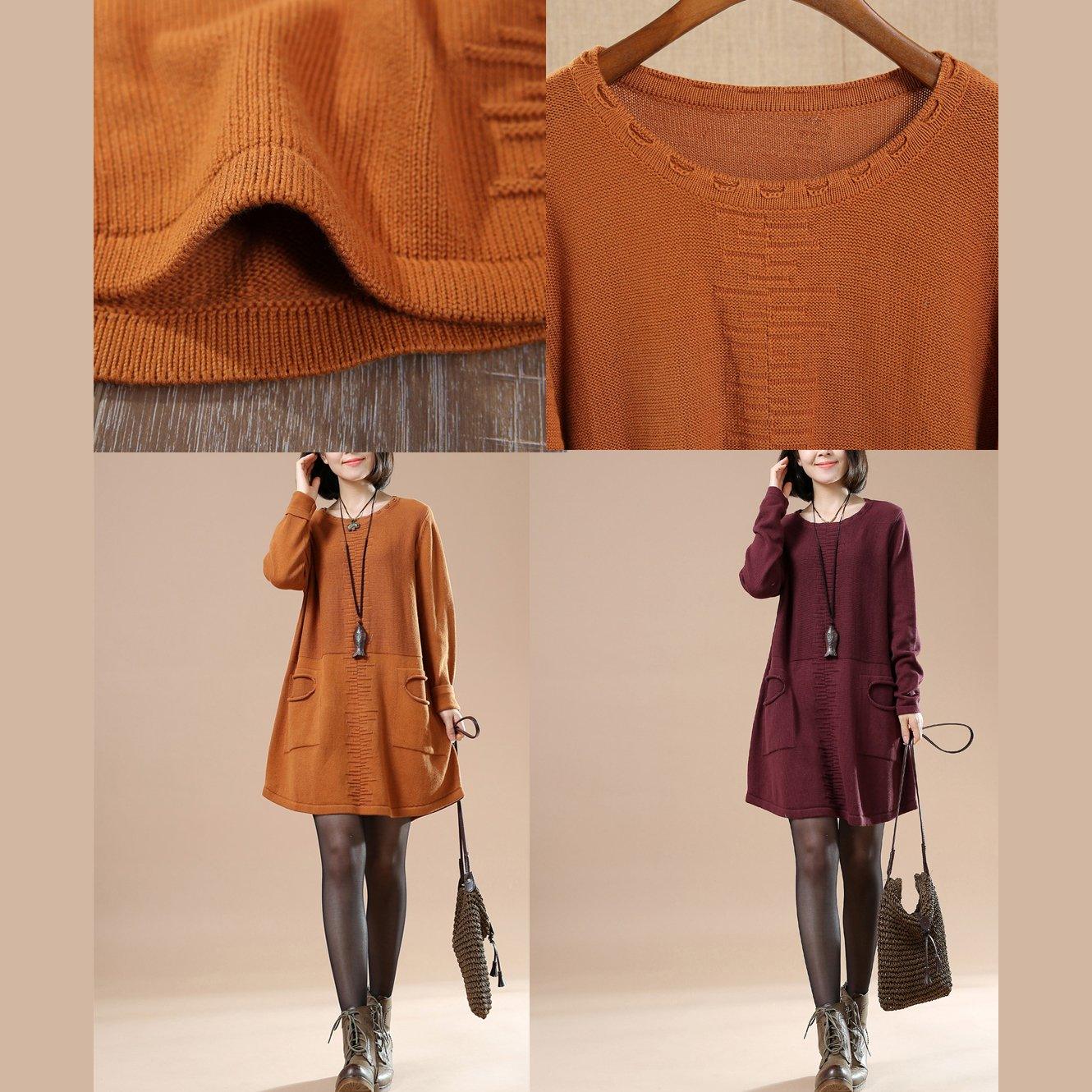 Ruby split pockets women sweaters knit dress - Omychic