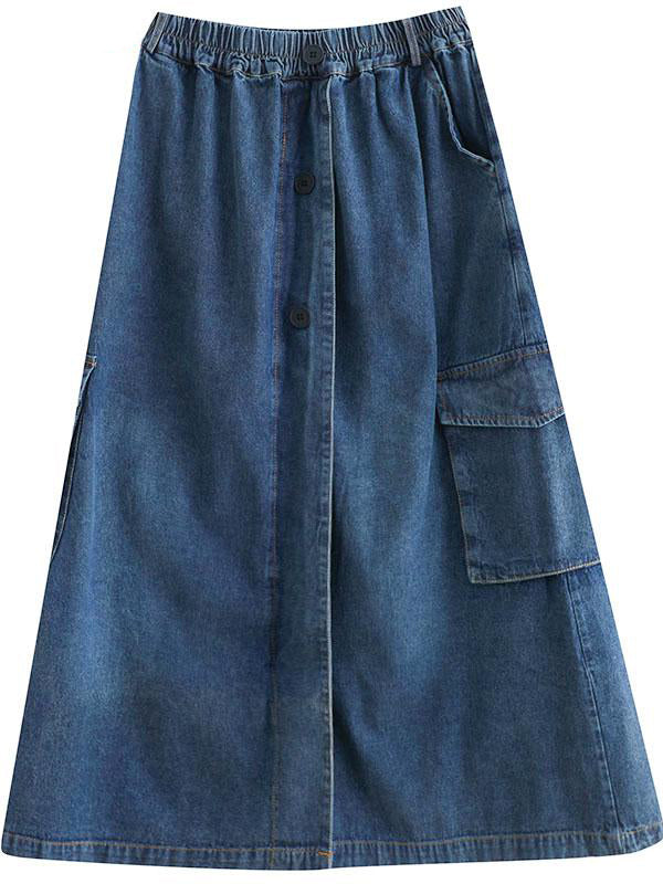 High Waist Casual Vintage Denim Skirt