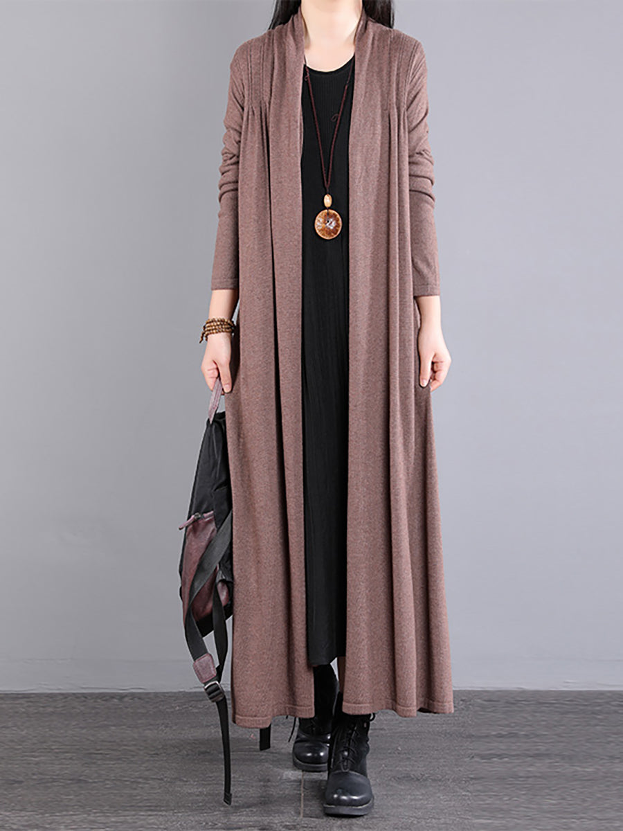 Women Autumn Loose Solid Long Knited Cardigans
