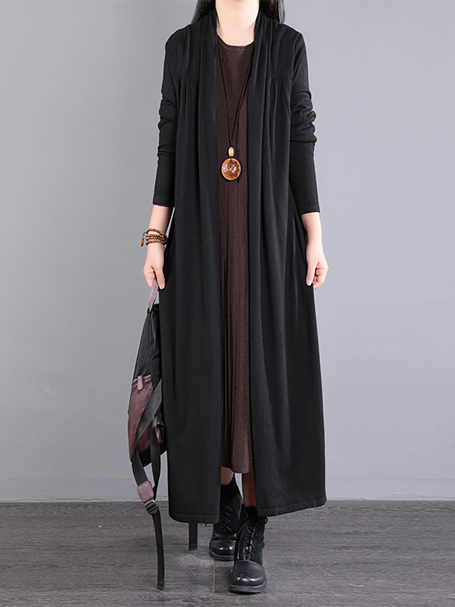 Women Autumn Loose Solid Long Knited Cardigans