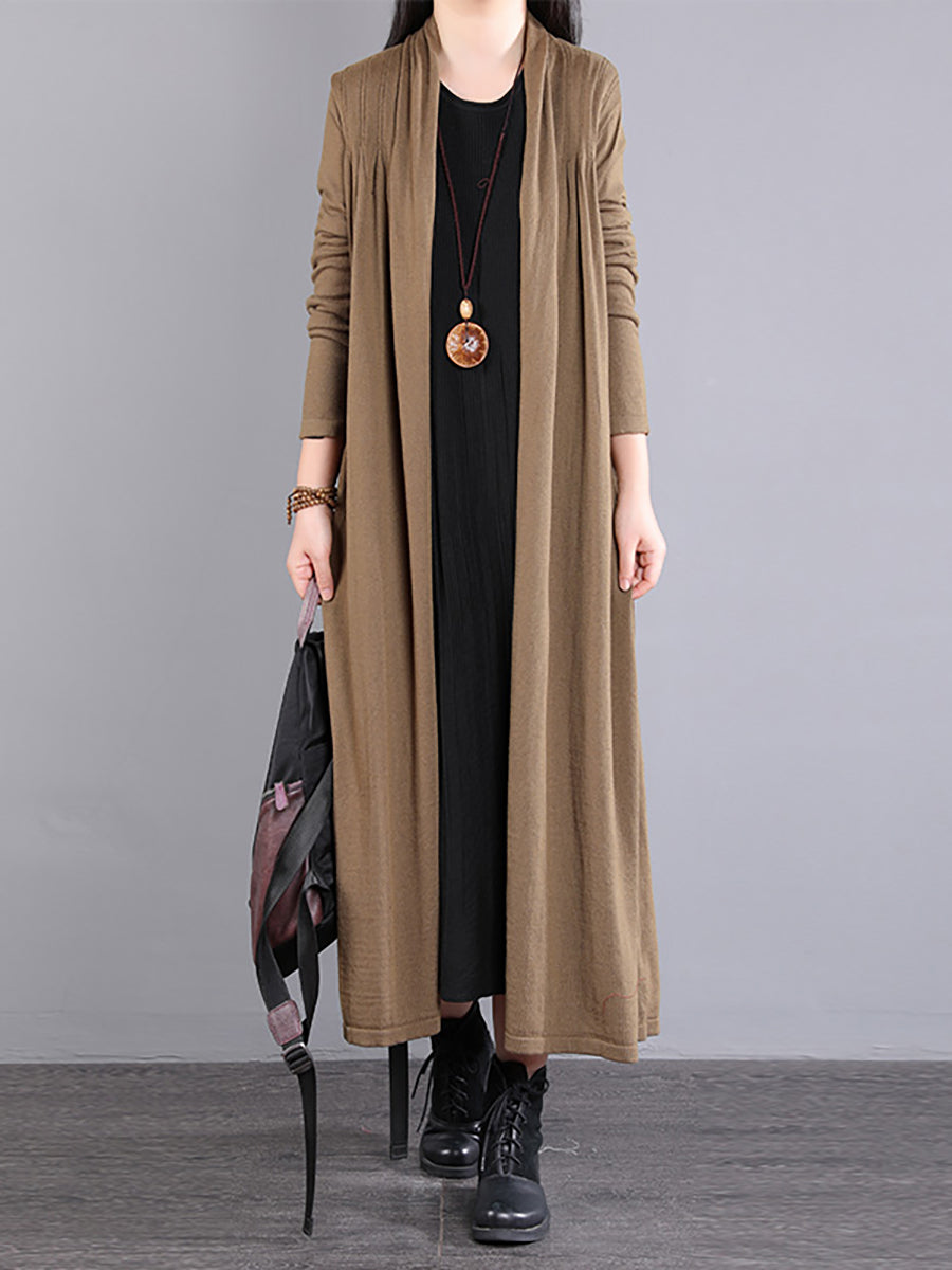 Women Autumn Loose Solid Long Knited Cardigans