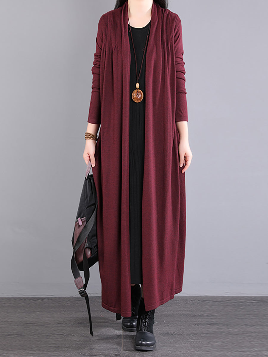 Women Autumn Loose Solid Long Knited Cardigans