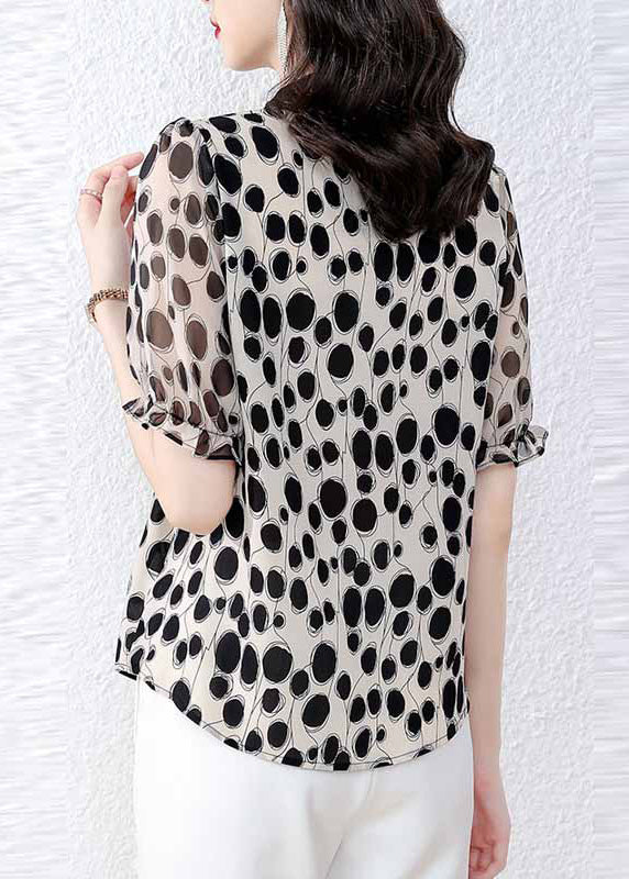 Sexy Peter Pan Collar Dot Chiffon Top Summer
