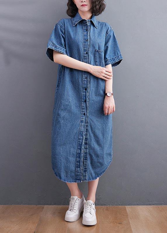 Short Sleeve Denim Shirt Skirt For Women Summer - Omychic