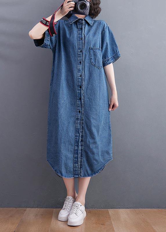 Short Sleeve Denim Shirt Skirt For Women Summer - Omychic