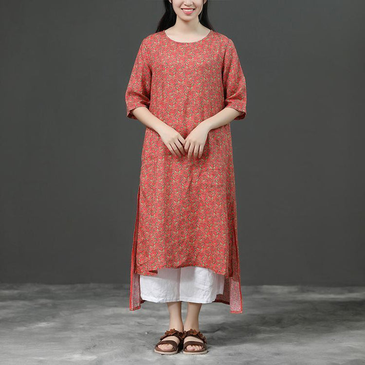 Short Sleeve Irregular Literature Print Dress - Omychic