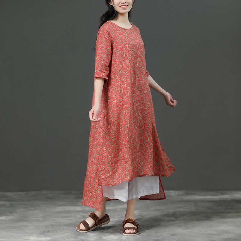 Short Sleeve Irregular Literature Print Dress - Omychic