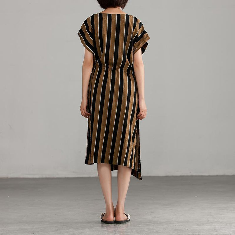 Short Sleeve Loose V-neck Commuter Dress - Omychic