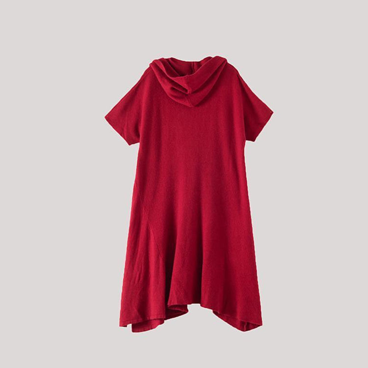 Short Sleeve Pure Color Knit Dress - Omychic