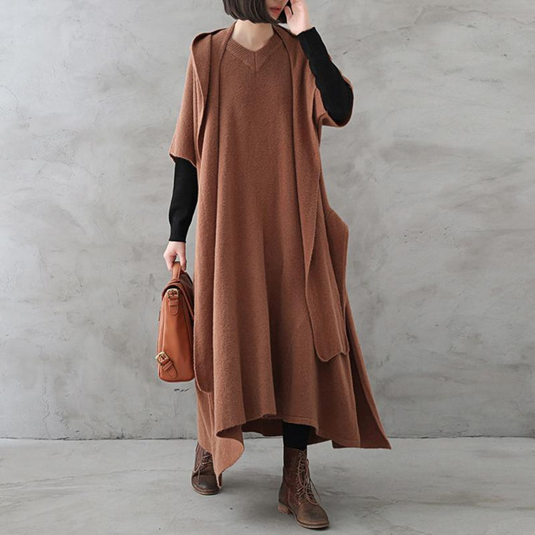 Short Sleeve Pure Color Knit Dress - Omychic