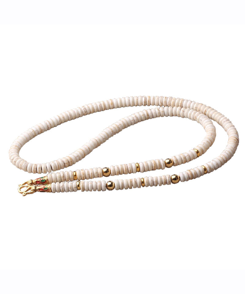 Simple Beige Alloy Coconut Shell Beading Gratuated Bead Necklace