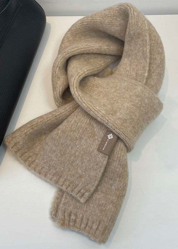Simple Beige Cozy Thick Warm Woolen Scarf