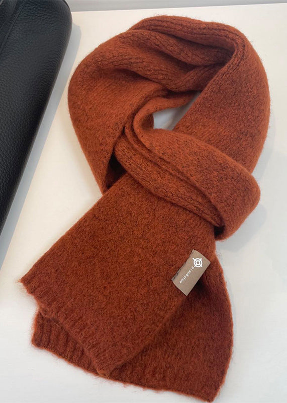 Simple Beige Cozy Thick Warm Woolen Scarf