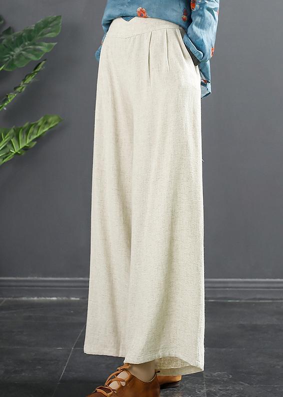 Simple Beige Trousers Slim Spring Fabrics Wide Leg Pants - Omychic