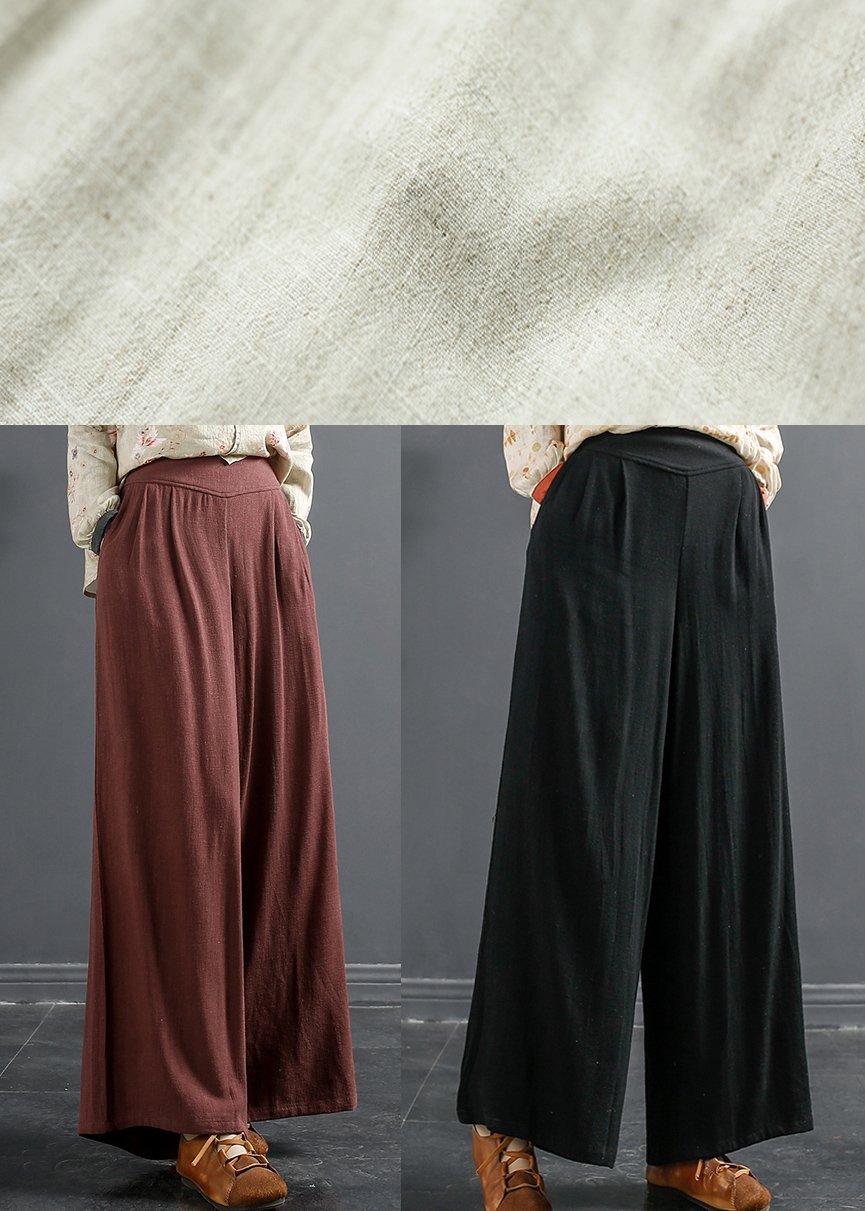 Simple Beige Trousers Slim Spring Fabrics Wide Leg Pants - Omychic