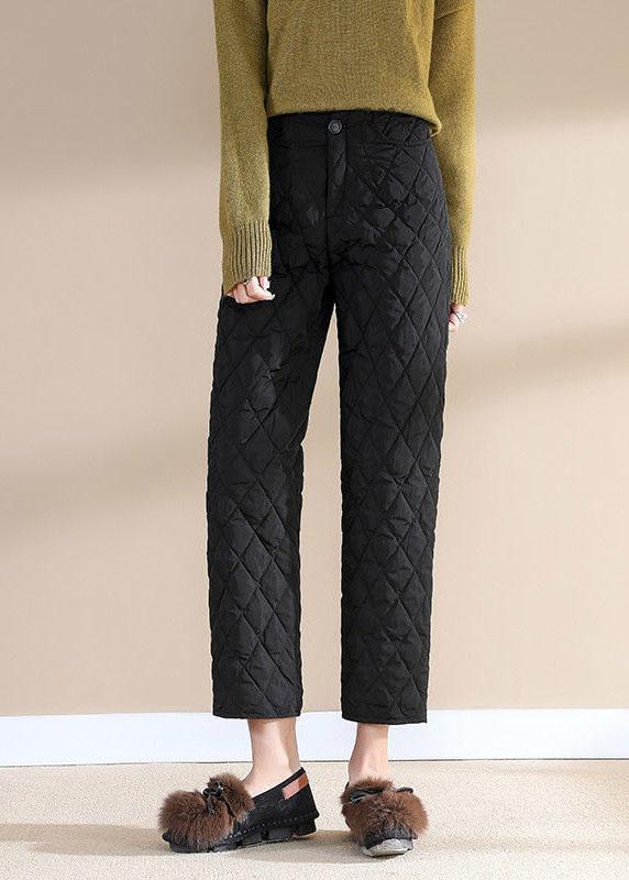 Simple Black Button fashion Straight Winter Pants - Omychic