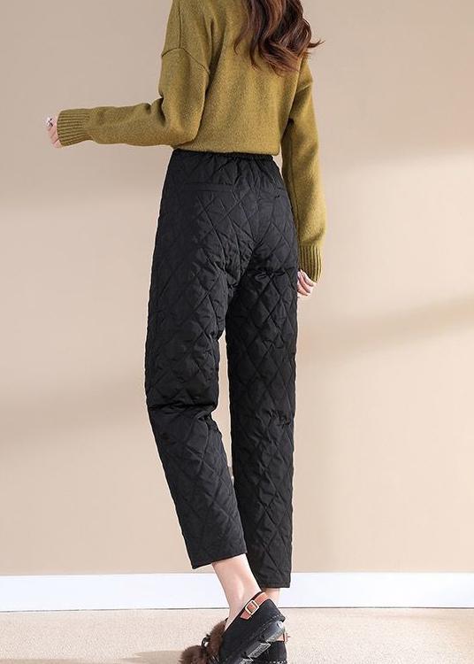 Simple Black Button fashion Straight Winter Pants - Omychic