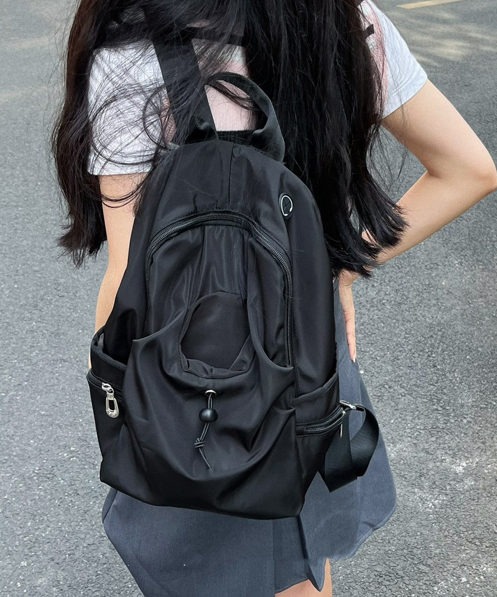 Simple Black Large Capacity Versatile Backpack Bag
