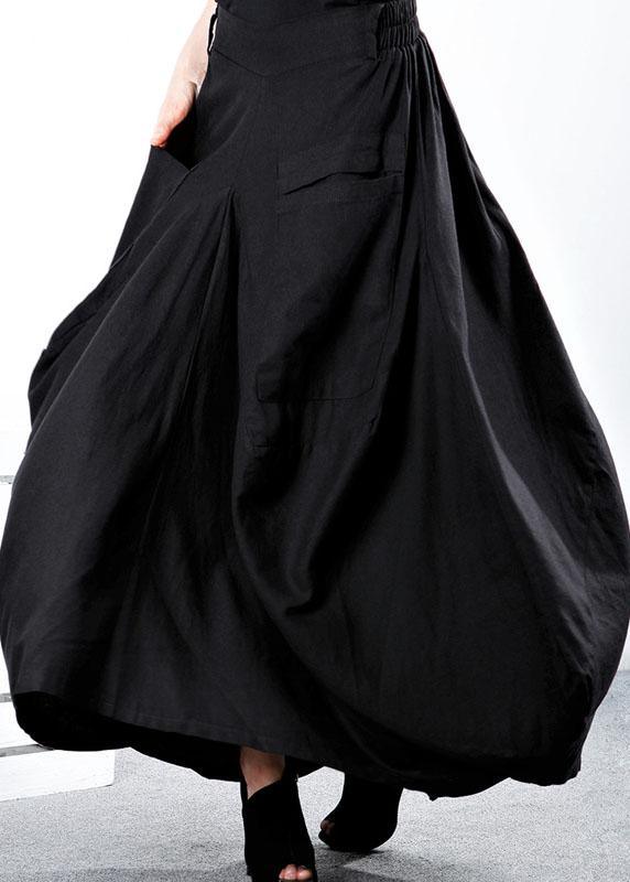 Simple Black Pockets Patchwork asymmetrical design Winter Skirt - Omychic