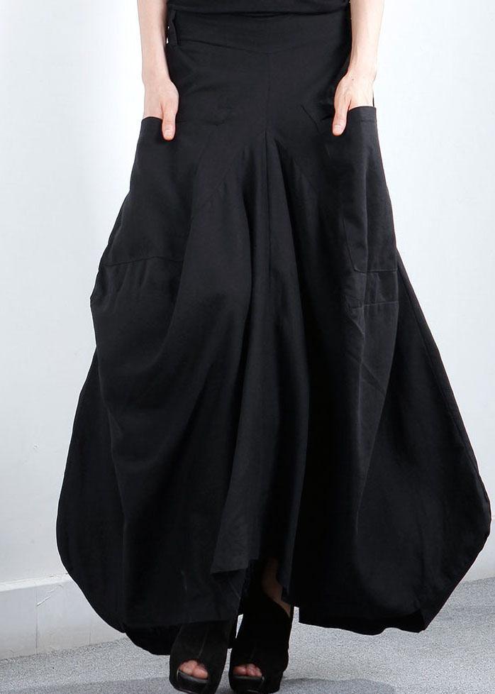 Simple Black Pockets Patchwork asymmetrical design Winter Skirt - Omychic