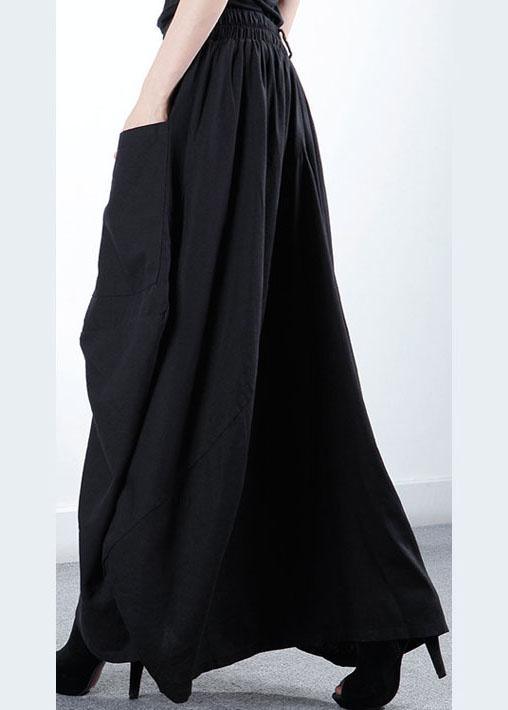 Simple Black Pockets Patchwork asymmetrical design Winter Skirt - Omychic