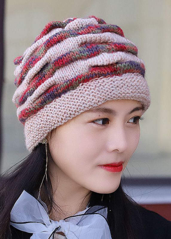 Simple Black Striped Warm Knit Bonnie Hat