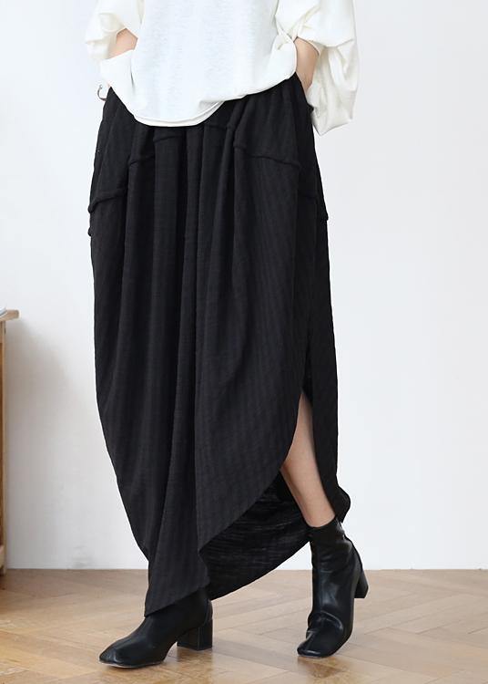 Simple Black asymmetrical Design Linen Skirt - Omychic