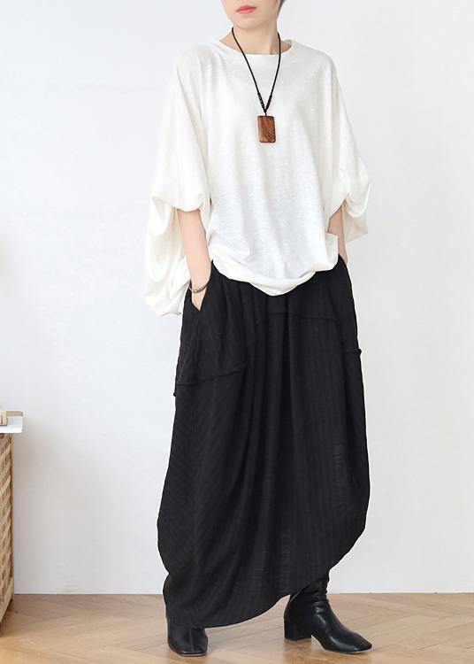 Simple Black asymmetrical Design Linen Skirt - Omychic