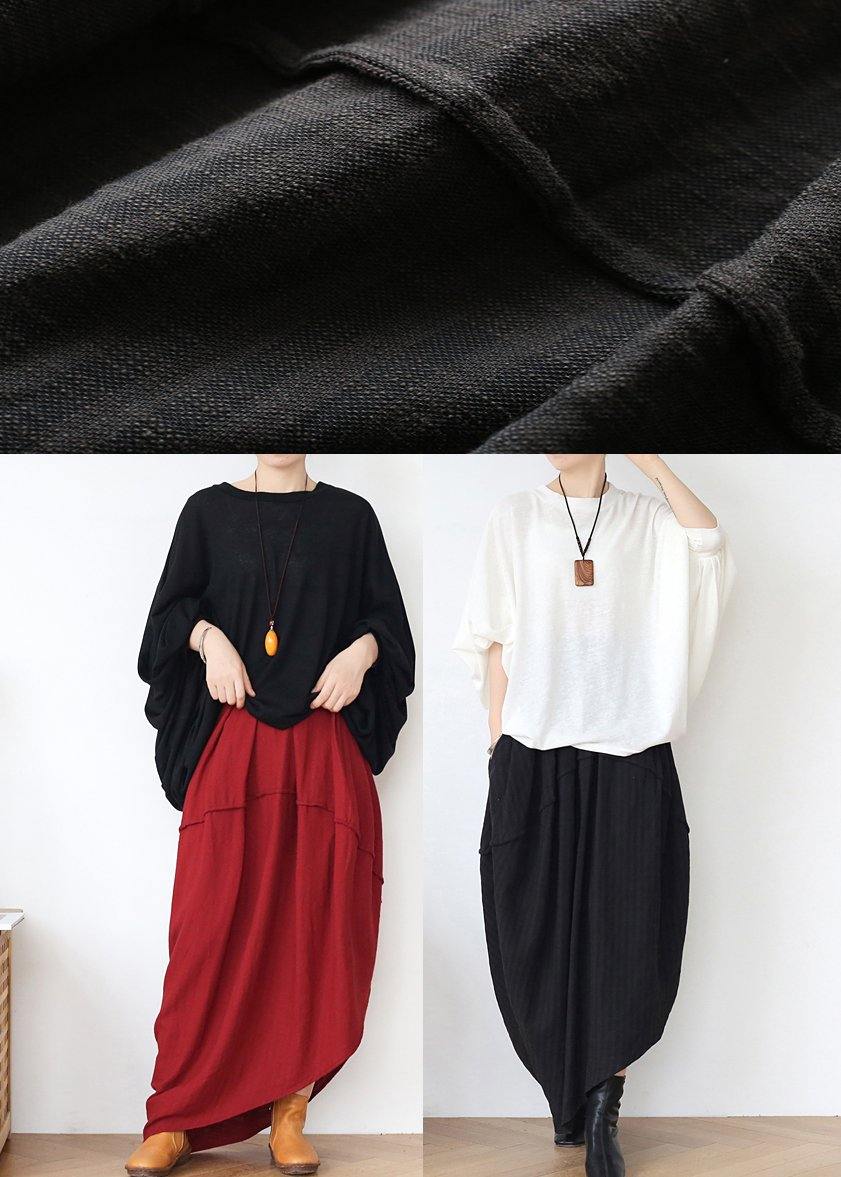 Simple Black asymmetrical Design Linen Skirt - Omychic