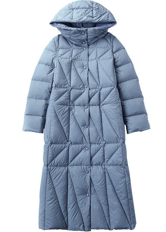 Simple Blue Button Pockets slim fit Winter Duck Down Down Coats - Omychic