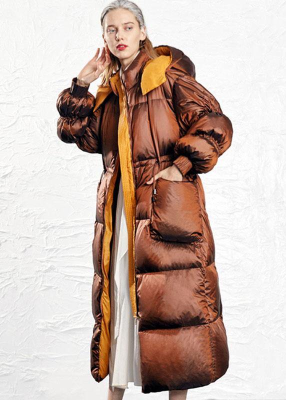 Simple Caramel fashion drawstring Thick Winter Duck Down Puffer Coat - Omychic