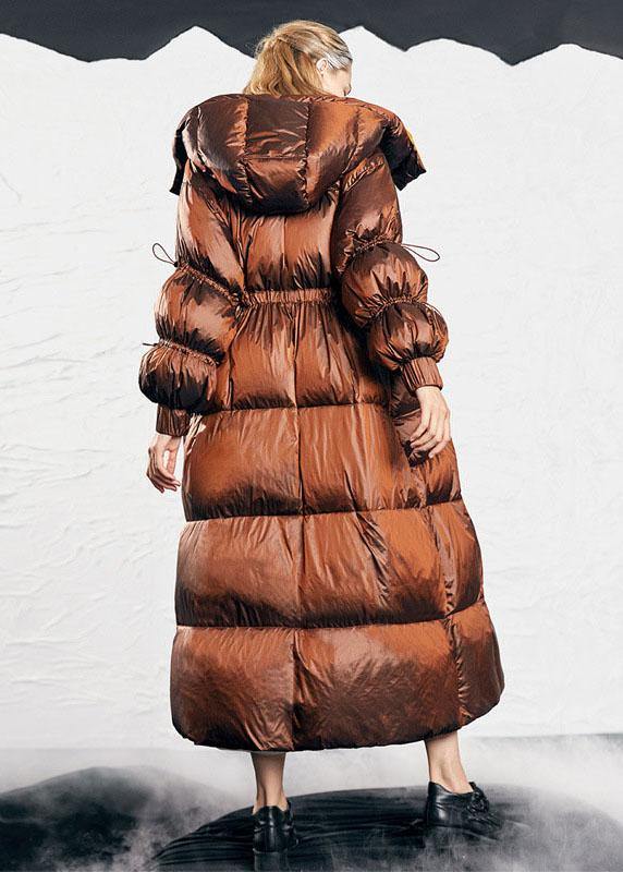 Simple Caramel fashion drawstring Thick Winter Duck Down Puffer Coat - Omychic