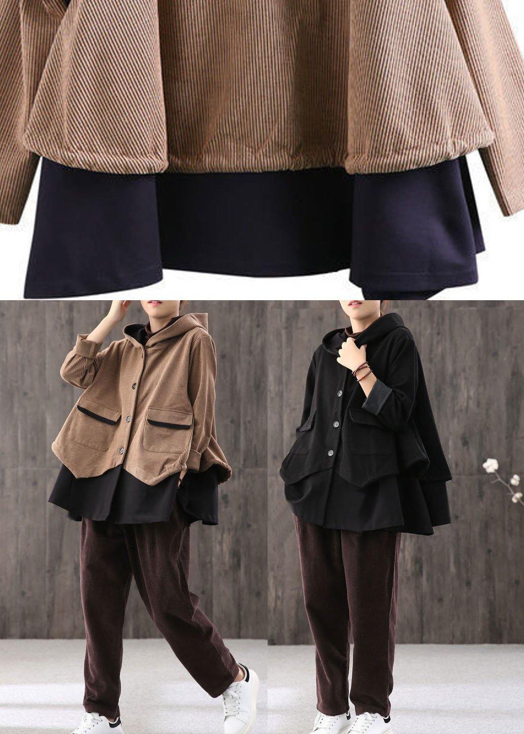 Simple Coffee retro Loose Button Fall Coat - Omychic