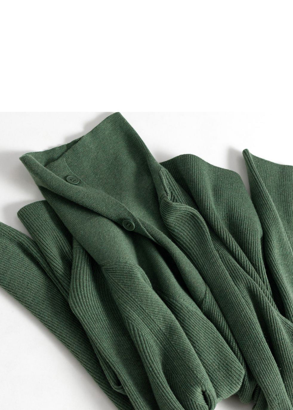 Simple Green Solid Button Wool Knit Top Spring