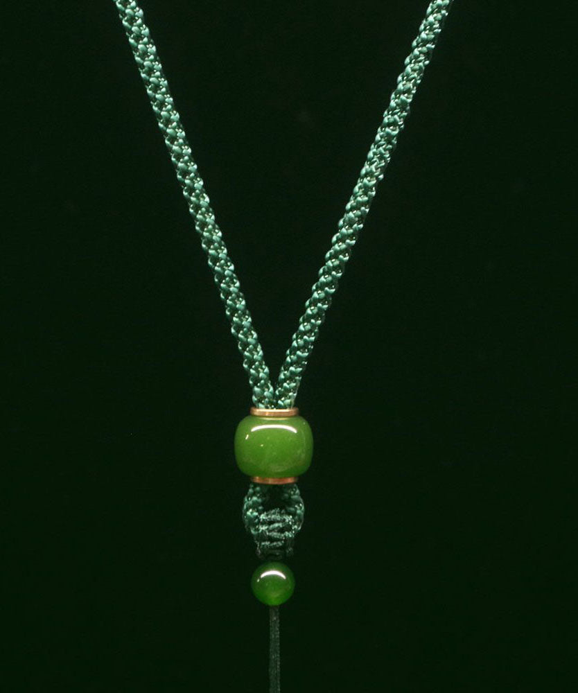 Simple Light Green Hand Knitting Jade Pendant Necklace